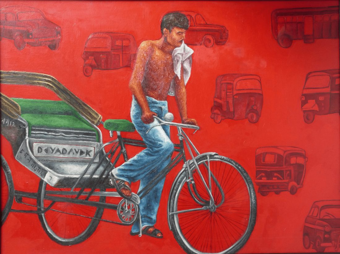 The Cycle Rickshaw-wala — oil on canvas