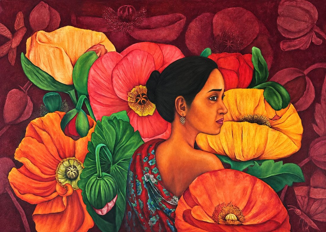 Woman with Poppies — oil on canvas